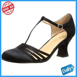 Vintage 1920s T-Strap Heeled Sandals with Adjustable Ankle Buckle